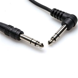 Hosa CSS103R Right-Angle 1/4" TRS to Straight 1/4" Balanced Interconnect Cable (3ft)
