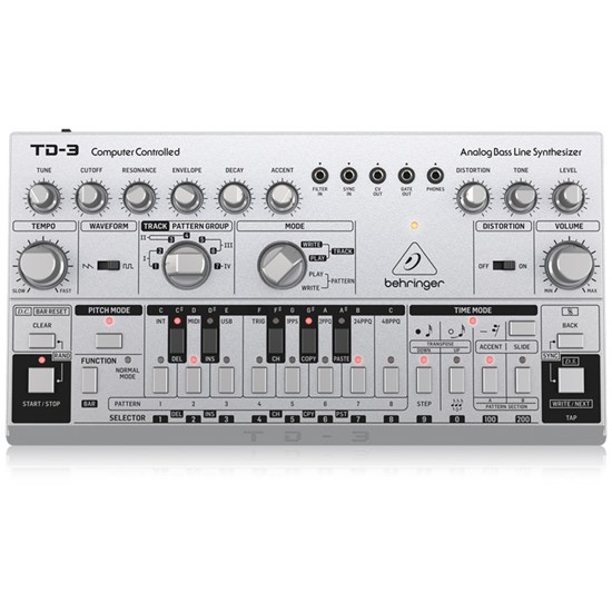 Behringer TD3 Analog Bass Line Synth w/ VCO, VCF & 16-Step Sequencer (Silver)