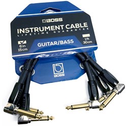 Boss BICPC3 Right-Angle 1/4" to Same Patch/Pedal Instrument Cable 3-Pack (6")