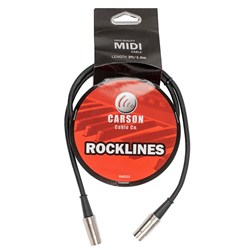 Carson Rocklines MIDI Cable w/ Chrome Connections (3ft)