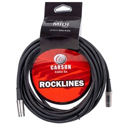 Carson Rocklines MIDI Cable w/ Chrome Connections (20ft)