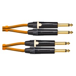 Cordial Ceon NEUTRIK 2x 1/4" TS Gold to 2x 1/4" TS Gold Cable (1.5m) (Orange)