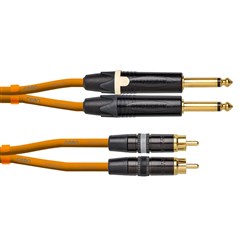 Cordial Ceon REAN 2x RCA Gold to 2x NEUTRIK Plug 1/4" TS Gold Cable (1.5m) (Orange)