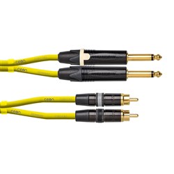 Cordial Ceon REAN 2x RCA Gold to 2x NEUTRIK Plug 1/4" TS Gold Cable (1.5m) (Yellow)