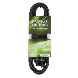 Event Lighting XLR3M3F5 3-Pin DMX Lead - Green Indicator Ring (5m)