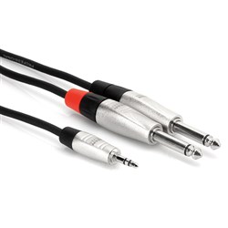 Hosa HMP-003Y REAN 3.5mm TRS to Dual 1/4" TS Pro Stereo Breakout Cable (3ft)