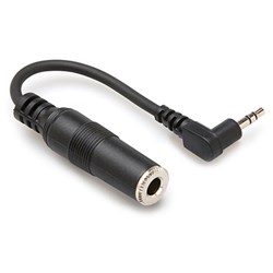 Hosa MHE1005 1/4" TRS to Right-Angle 3.5mm TRS Headphone Adaptor