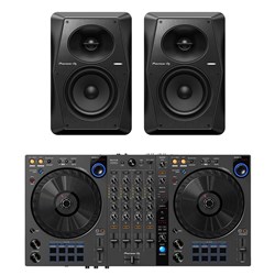 Pioneer DDJFLX6GT 4-Ch DJ Controller Pack w/ VM50 Monitors (Black)