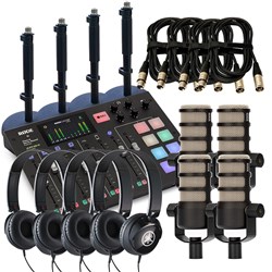 Rode RodeCaster Pro Pack 4 w/ 4x PodMic, 4x Yamaha HPH50, 4x DS1 & 4x XLR Cables (3m)