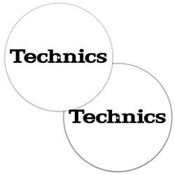 Technics Black Logo on White Slipmats (Pair)
