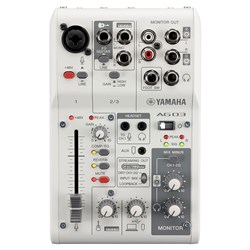 Yamaha AG03 MK2 3-Channel Live Streaming Mixer w/ USB Audio Interface (White)