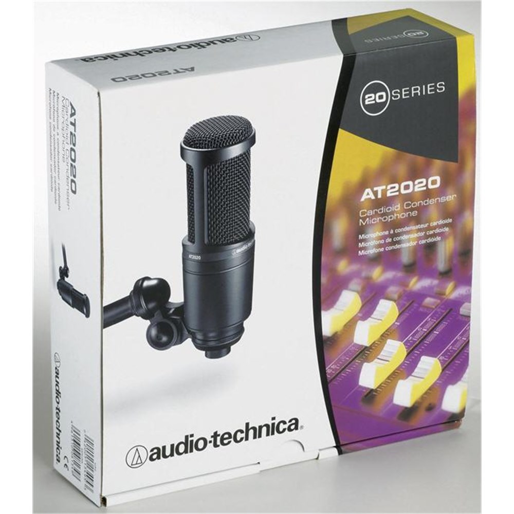 Audio-Technica AT2020PK Cardioid Condenser Microphone with Boom and XLR Cable Spider Microphone Shockmount with Mackie CR3 Pair Studio Monitors with Stereo Cables Isolation Pads 