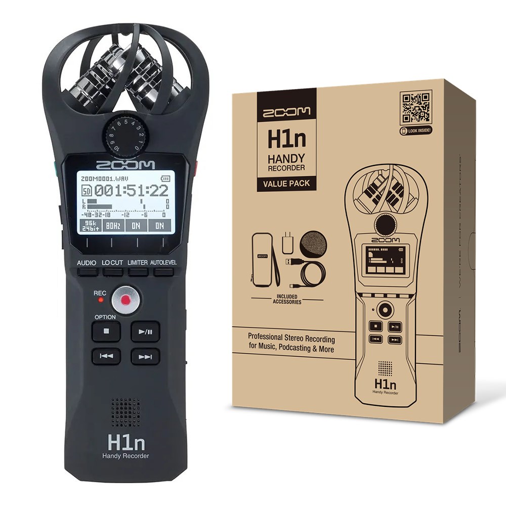 (Black)　Pack　Zoom　Recorder　Handy　H1n　Accessory　Store　w/　Recorders　DJ