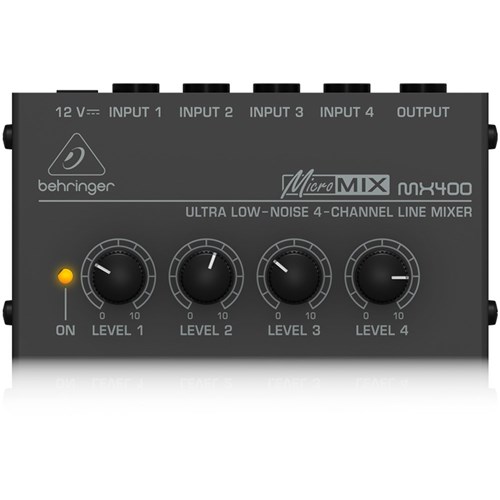ammoon MX400 Ultra Compacto Ruido Bajo Línea de 4 Canales Mono Audio Mixer con Adaptador de Corriente 