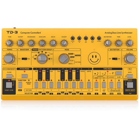 Behringer TD3 Analog Bass Line Synth w/ VCO, VCF, 16-Step Sequencer (Yellow)