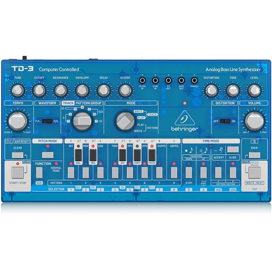Behringer TD3 Analog Bass Line Synth w/ VCO, VCF, 16-Step Sequencer (Blueberry)