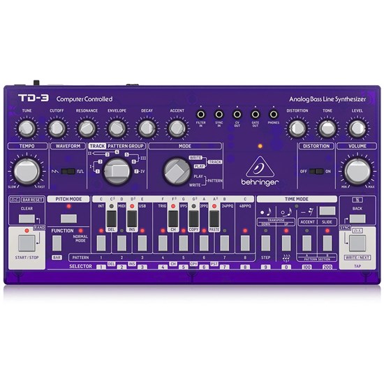 Behringer TD3 Analog Bass Line Synth w/ VCO, VCF, 16-Step Sequencer (Grape)