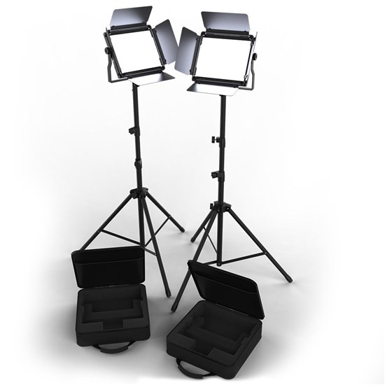 Chauvet Cast Panel Pack (2 x Light Fixtures w/ barn doors, 2 x Stands and Bags)