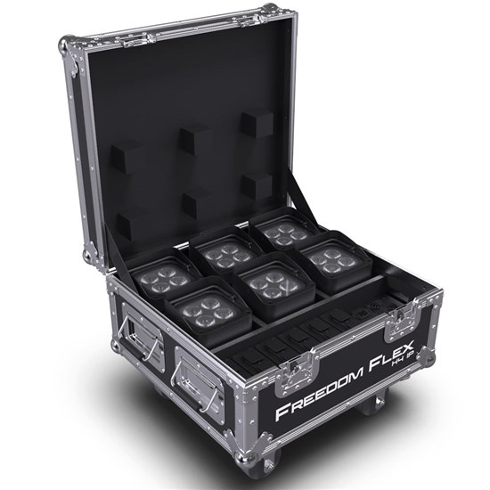 Chauvet Freedom Flex H4 IP X6 Pack (w/ 6 x Units, Charging Case, Remote, 6 x Batteries)