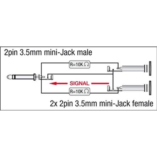 DAP Audio XGA-40 Xcaliber Series Dual 3.5mm TS(F) to 3.5mm TS(M) Adapter (SINGLE)