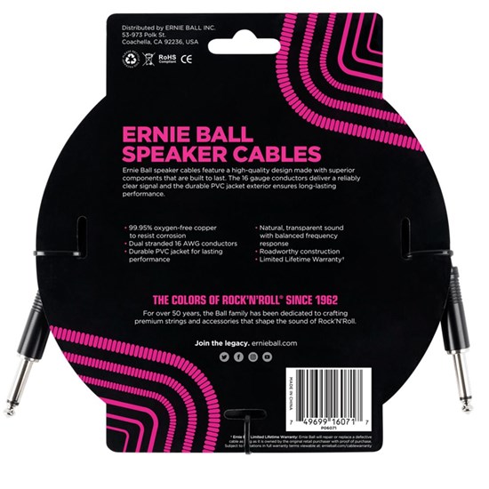 Ernie Ball 3' Straight / Straight Speaker Cable