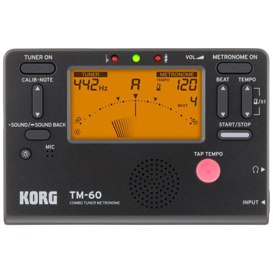 Korg TM60C Combo Tuner Metronome w/ Contact Microphone (Black)