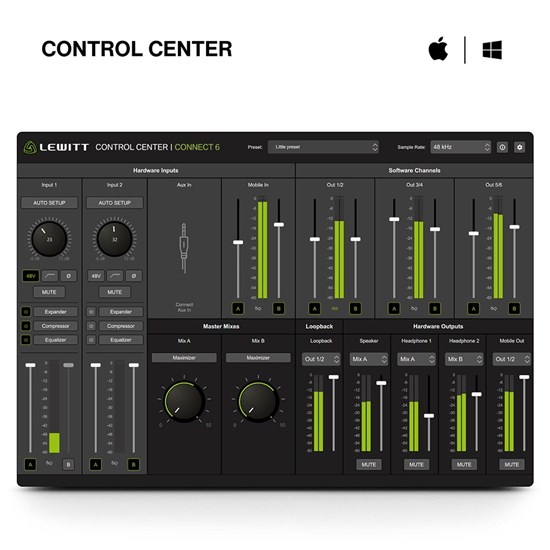 Lewitt Connect 6 Dual USB-C Audio Interface for Creators & Musicians w/ DSP