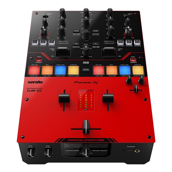 Pioneer DJMS5 Scratch-Style 2-Channel DJ Mixer for Serato DJ Pro (Gloss Red)