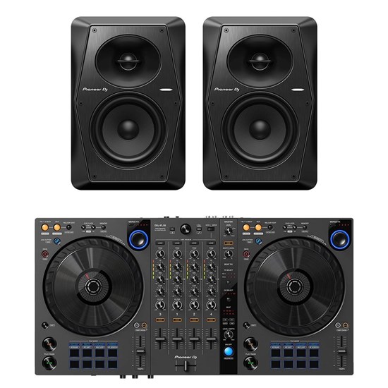 Pioneer DDJFLX6GT 4-Ch DJ Controller Pack w/ VM50 Monitors (Black)