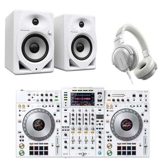Pioneer XDJXZ Professional DJ Pack w/ DM50D Monitors & HDJCUE1BT Headphones (White)