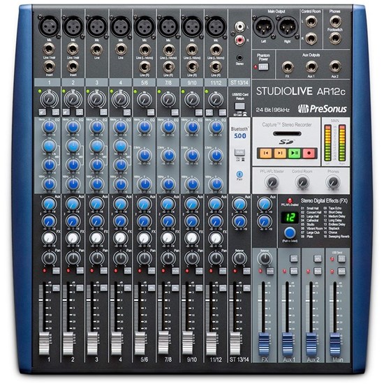 PreSonus StudioLive AR12c 14-Ch Mixer w/ Bluetooth & USB Multitrack Recording