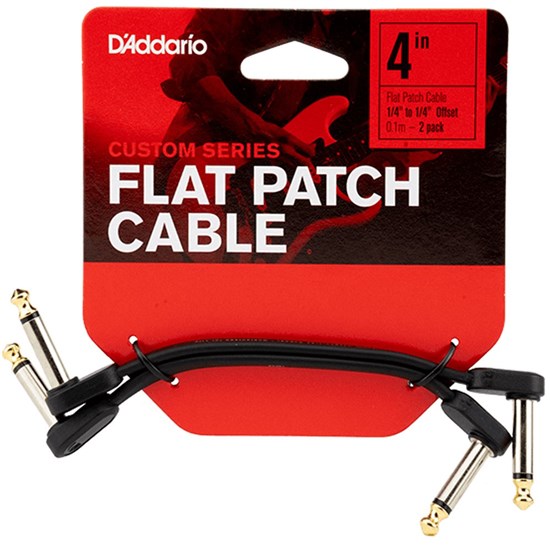 D'Addario Flat Patch Cable - Offset Right-Angle 2-Pack (4 inches)