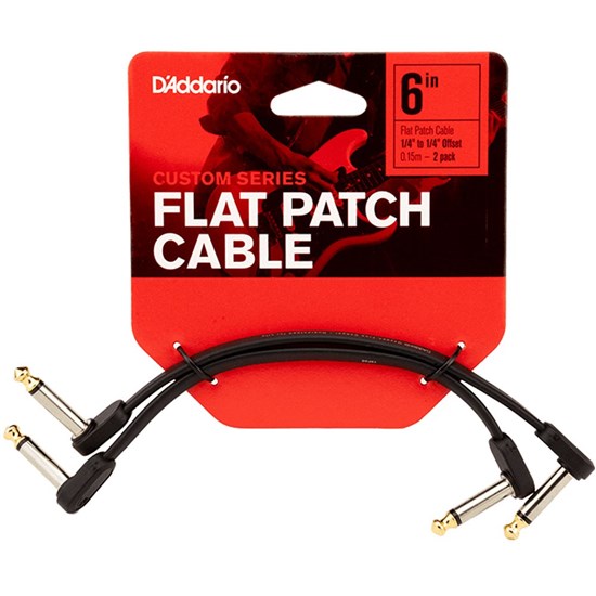 D'Addario Flat Patch Cable - Offset Right-Angle 2-Pack (6 inches)