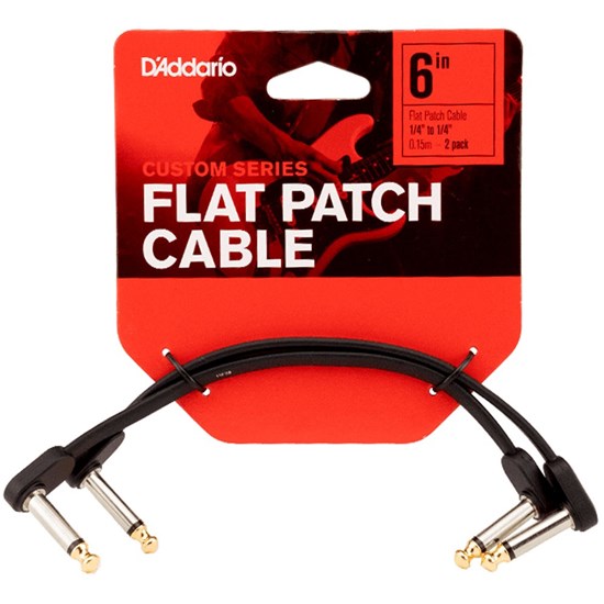 D'Addario Flat Patch Cable - Matching Right-Angle 2-Pack (6 inches)