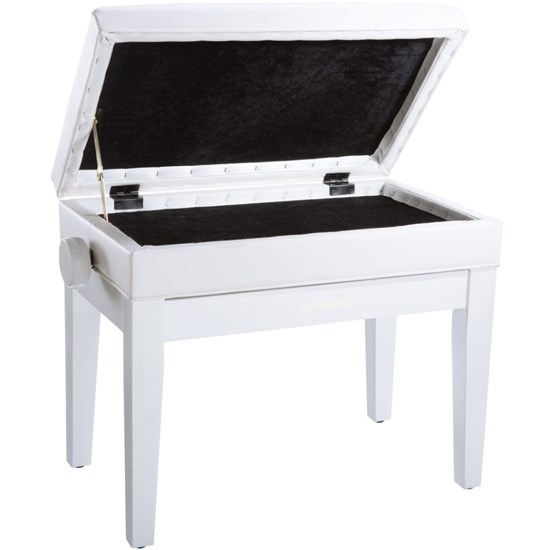 Roland RPB400 Piano Bench w/ Cushioned Seat & Storage Compartment (Polished White)