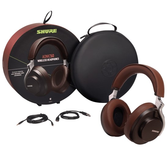 Shure Aonic 50 Wireless Noise Cancelling Headphones w/ Studio Quality Sound (Brown)