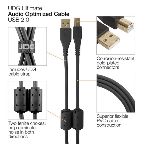 UDG Type A to B USB Straight Cable (2m)