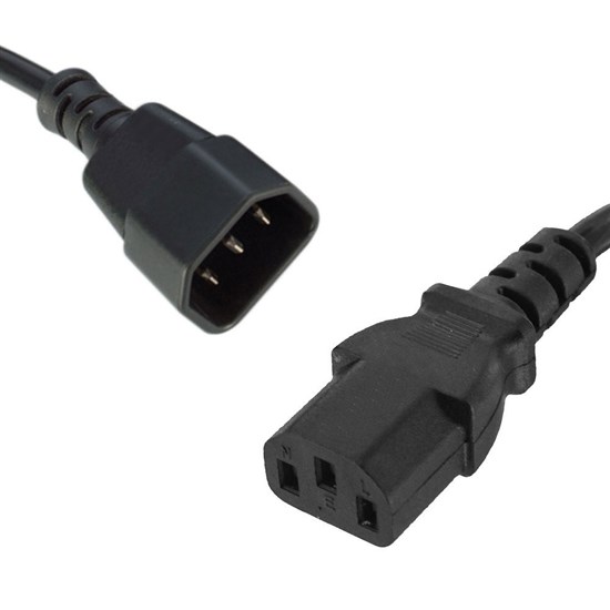 IEC C13 to IEC C14 (Male to Female) Power Cord - Black (1.8m)
