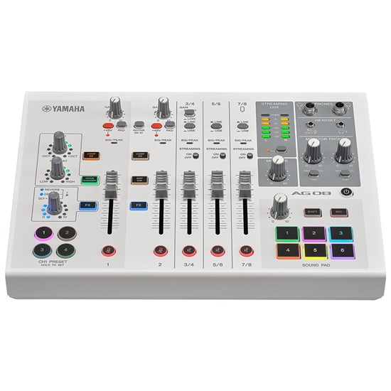 Yamaha AG08 8-Channel Live Streaming Mixer w/ USB Audio Interface (White)